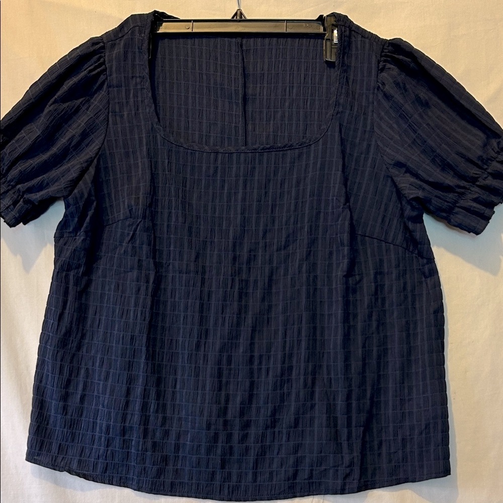 SHEIN Dark Blue Textured Blouse